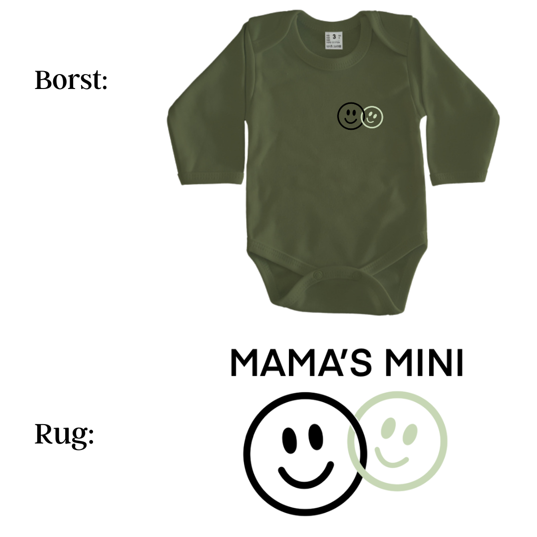 Rompers - maat 56-92 - Army groen - lange mouw - (ontwerp naar keuze)