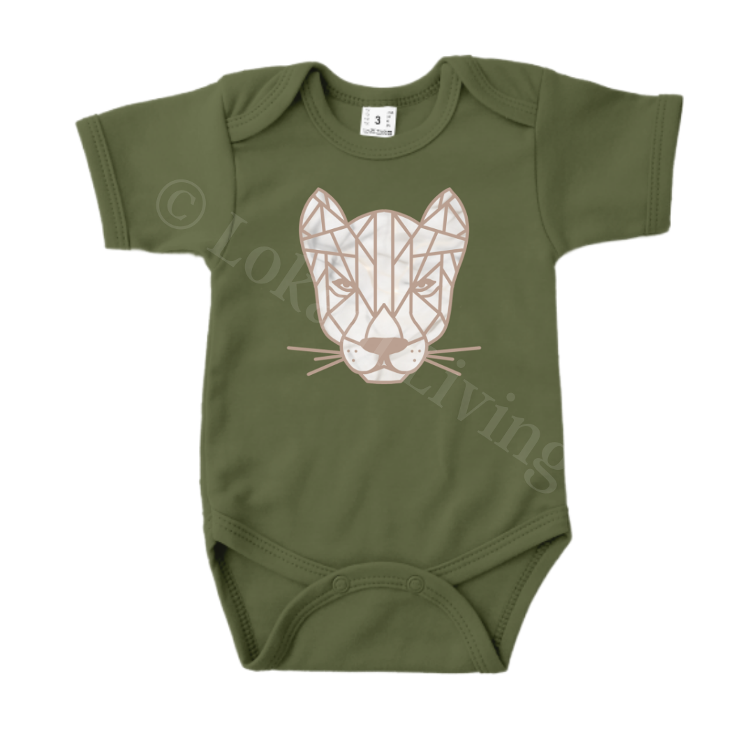 Romper - maat 56-92 - Army groen - korte mouw - (ontwerp naar keuze)