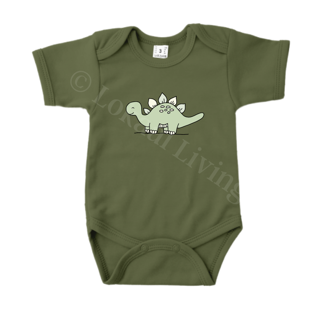 Romper - maat 56-92 - Army groen - korte mouw - (ontwerp naar keuze)