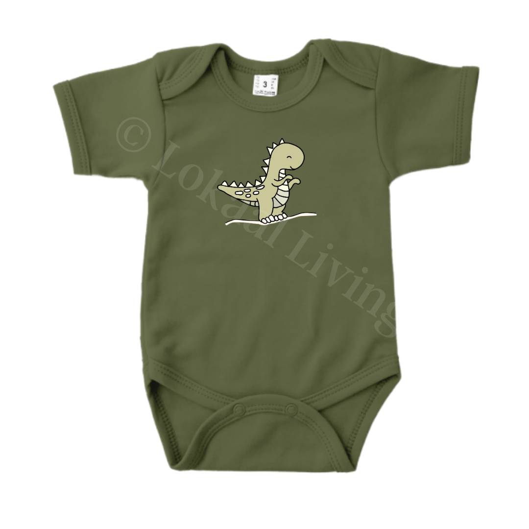 Romper - maat 56-92 - Army groen - korte mouw - (ontwerp naar keuze)