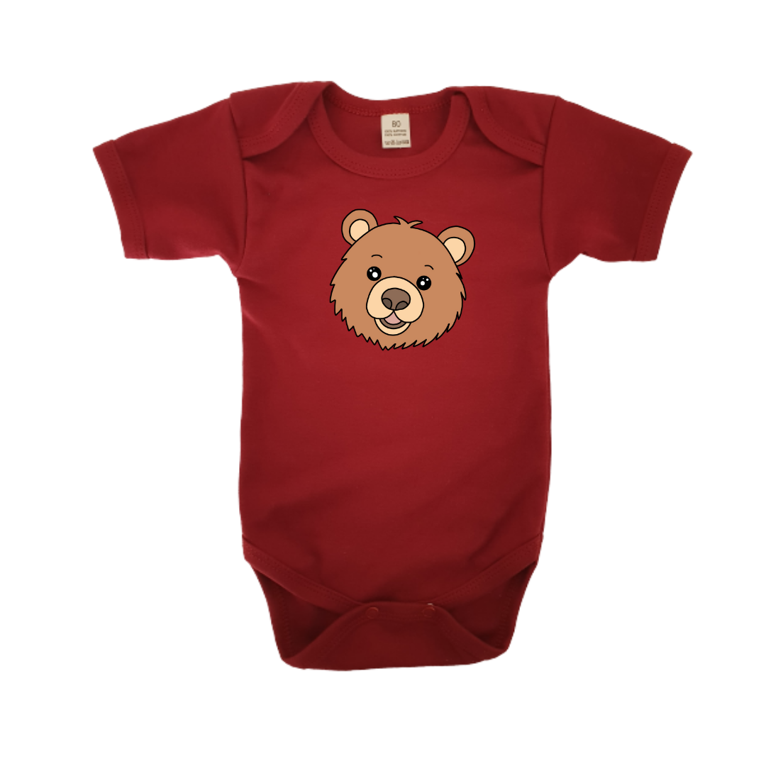 Romper - maat 56-92 - Burgundy - korte mouw - (ontwerp naar keuze)