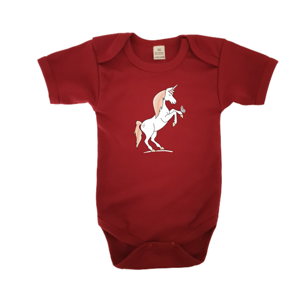 Romper - maat 56-92 - Burgundy - korte mouw - (ontwerp naar keuze)