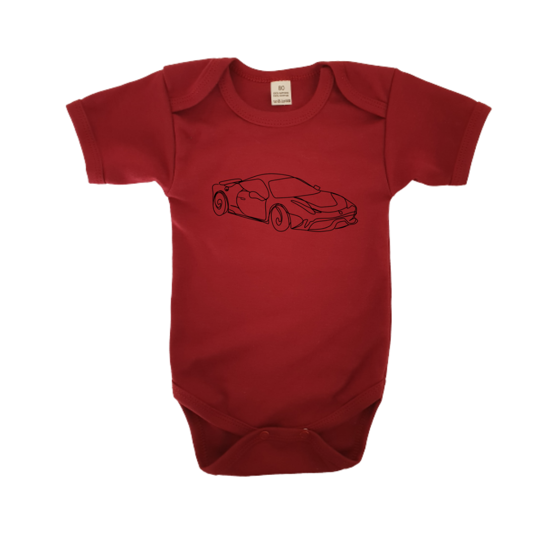 Romper - maat 56-92 - Burgundy - korte mouw - (ontwerp naar keuze)