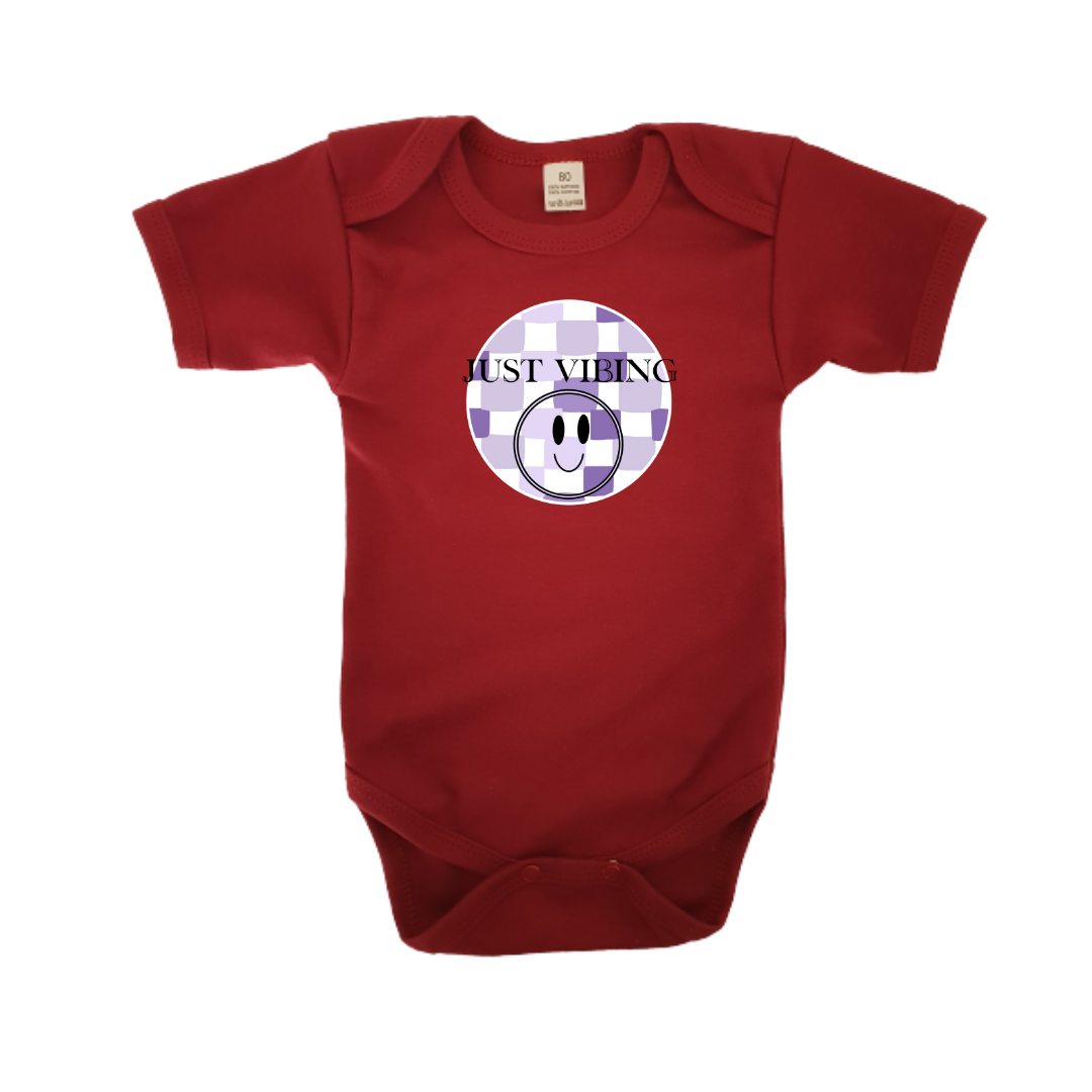 Romper - maat 56-92 - Burgundy - korte mouw - (ontwerp naar keuze)