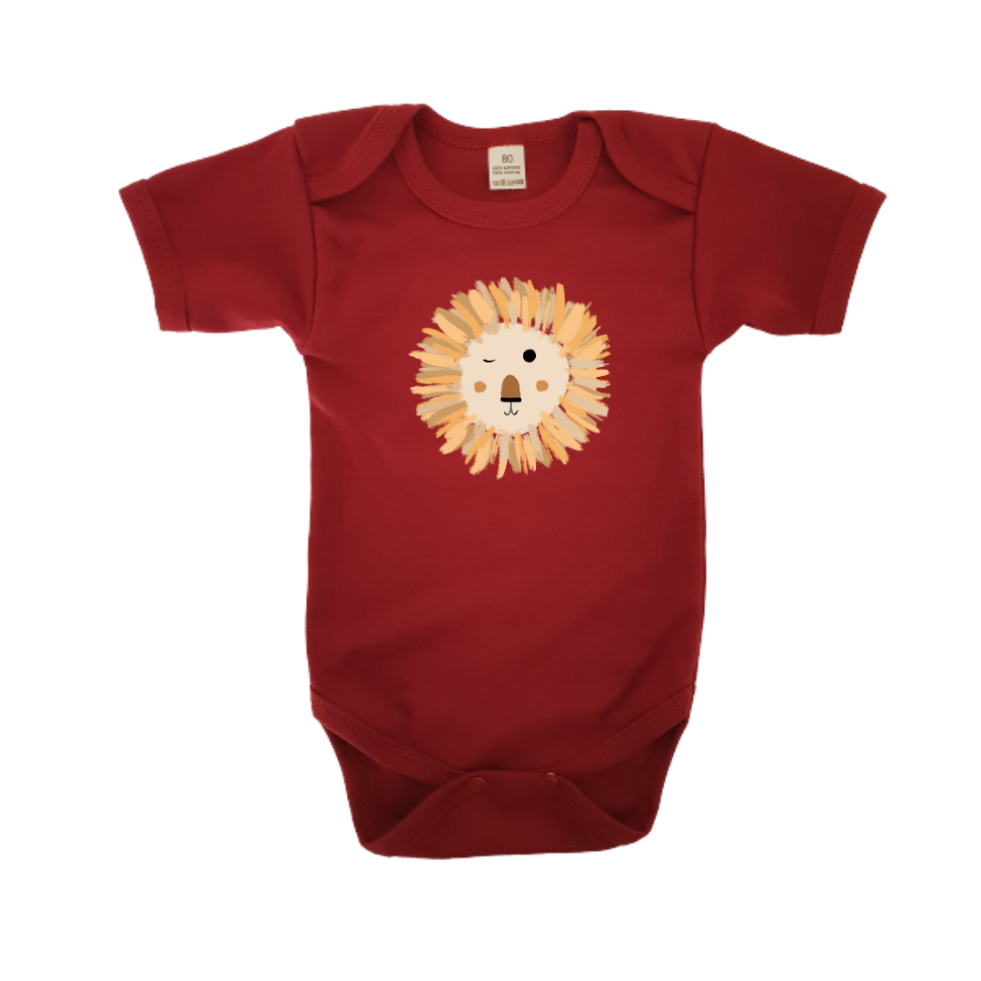 Romper - maat 56-92 - Burgundy - korte mouw - (ontwerp naar keuze)