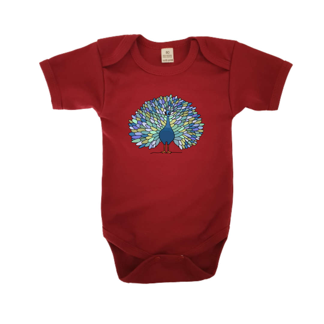 Romper - maat 56-92 - Burgundy - korte mouw - (ontwerp naar keuze)