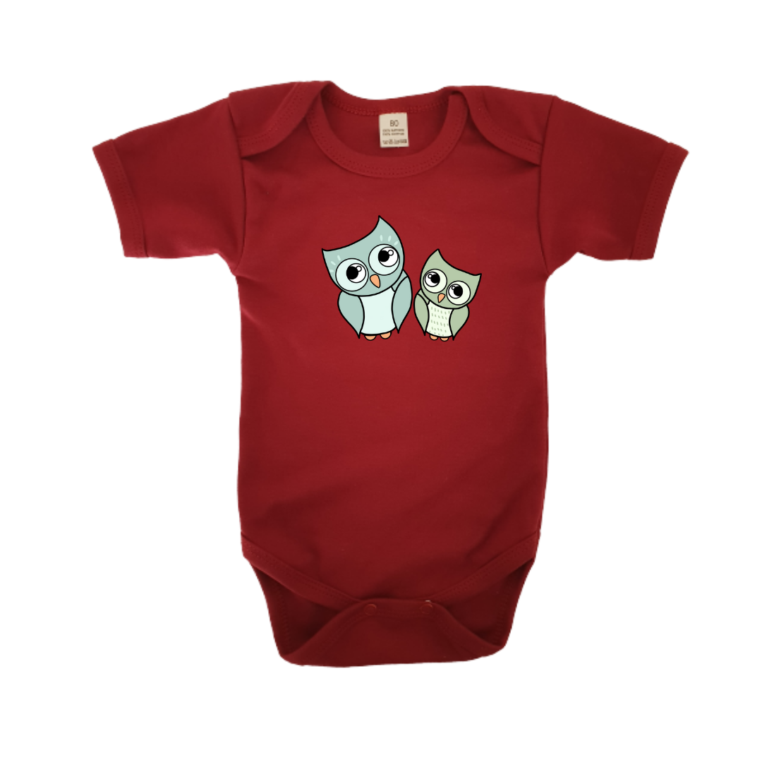 Romper - maat 56-92 - Burgundy - korte mouw - (ontwerp naar keuze)