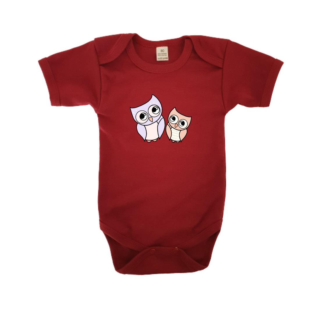 Romper - maat 56-92 - Burgundy - korte mouw - (ontwerp naar keuze)