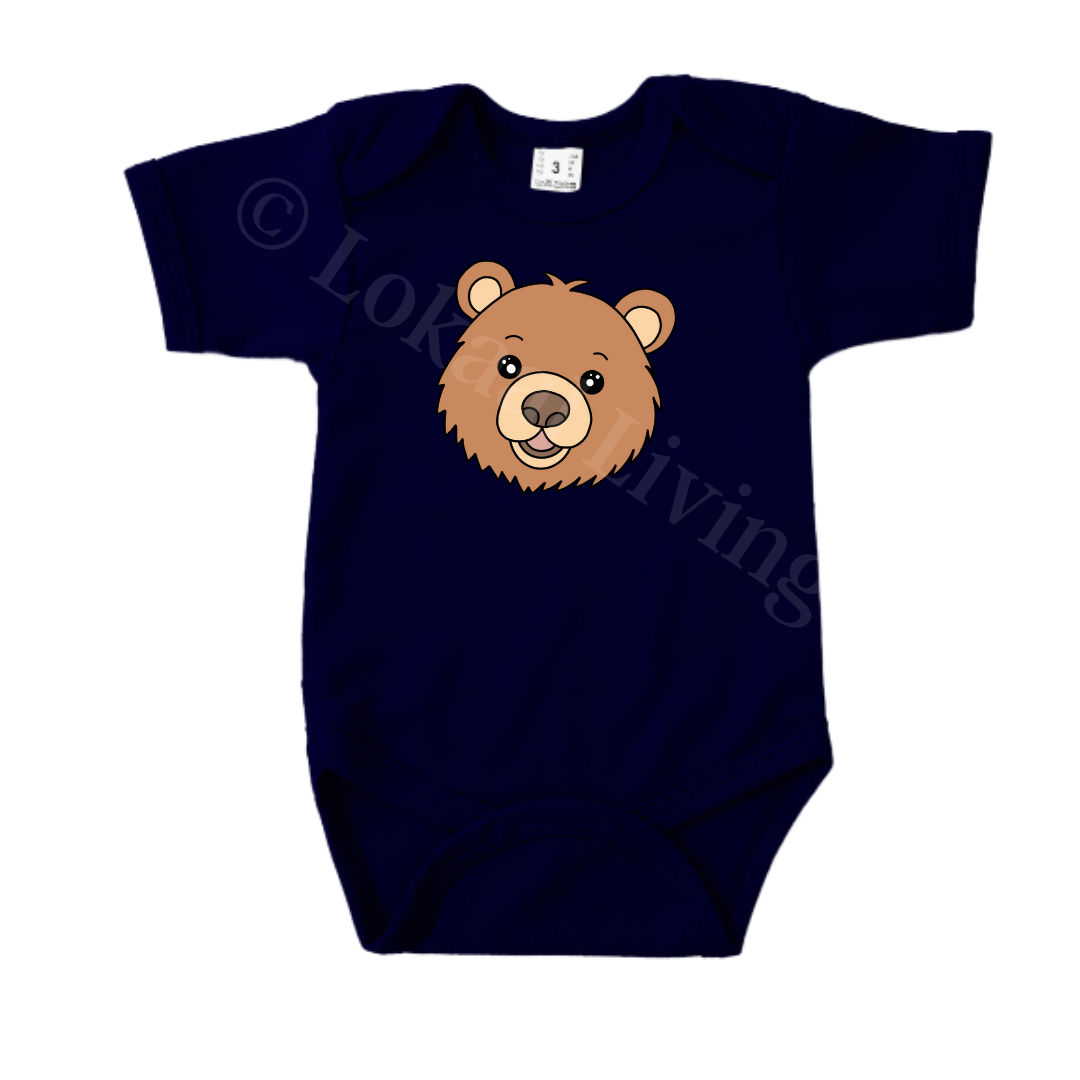 Romper - maat 56-92 - Navy - korte mouw - (ontwerp naar keuze)