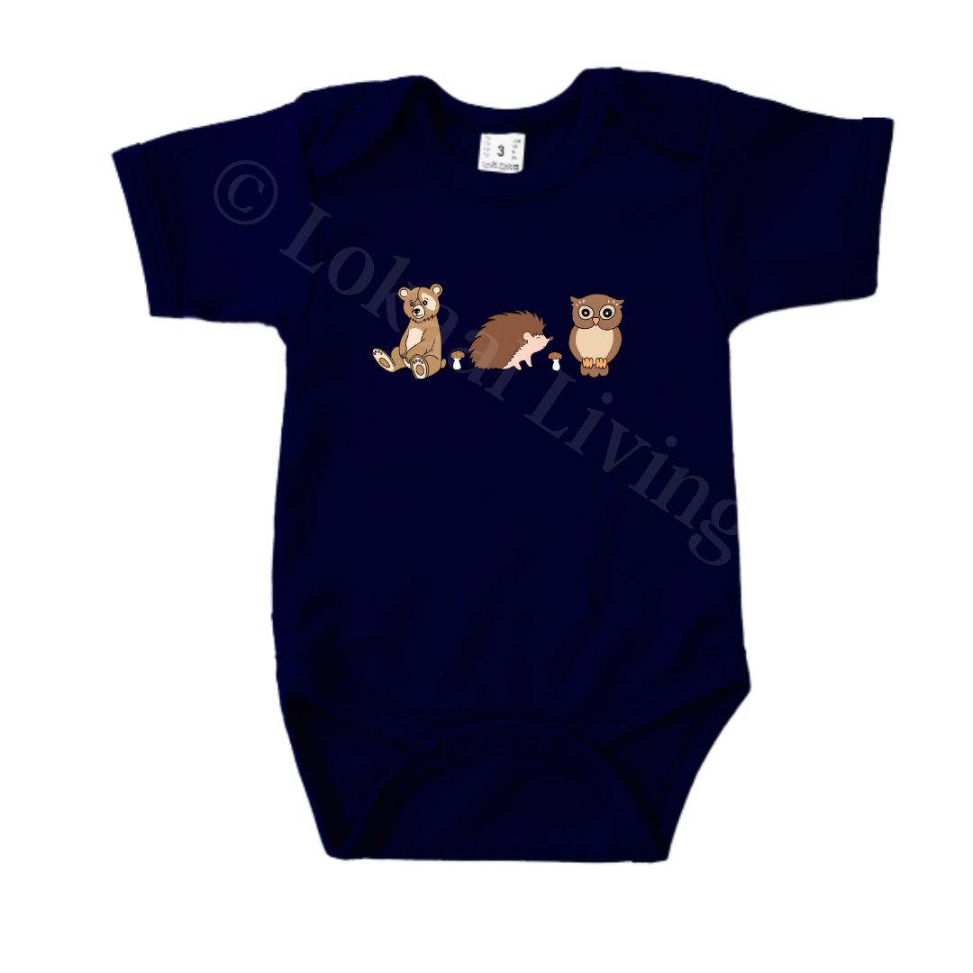 Romper - maat 56-92 - Navy - korte mouw - (ontwerp naar keuze)