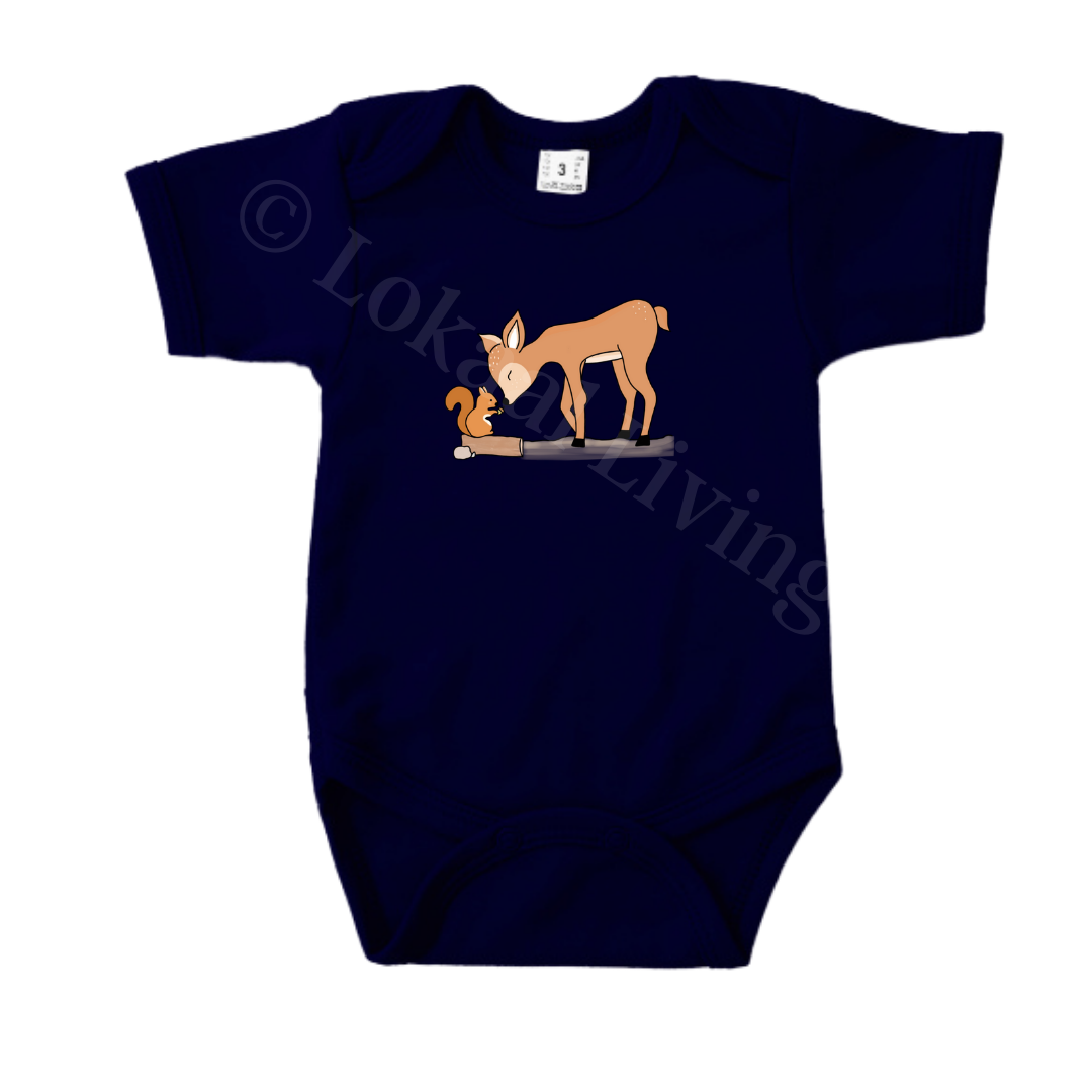 Romper - maat 56-92 - Navy - korte mouw - (ontwerp naar keuze)