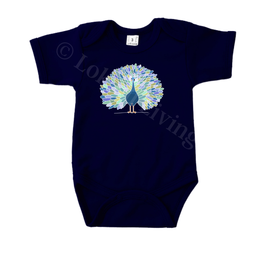 Romper - maat 56-92 - Navy - korte mouw - (ontwerp naar keuze)