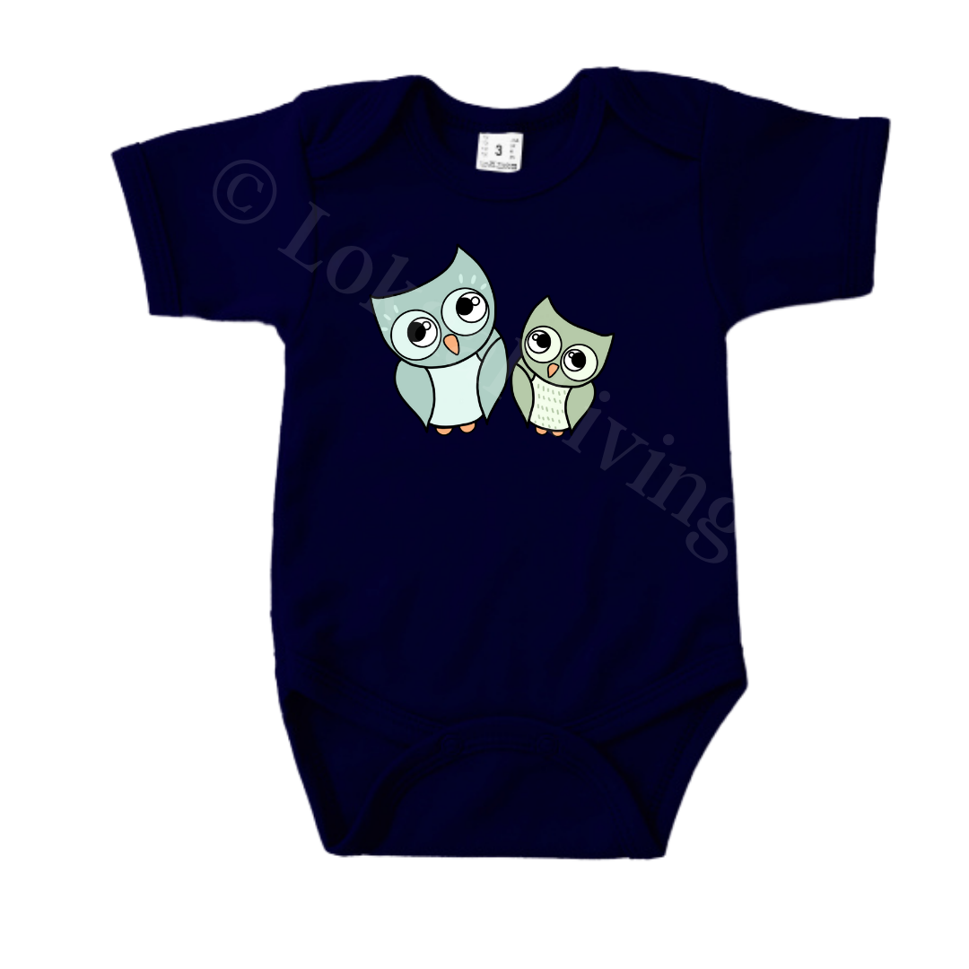 Romper - maat 56-92 - Navy - korte mouw - (ontwerp naar keuze)