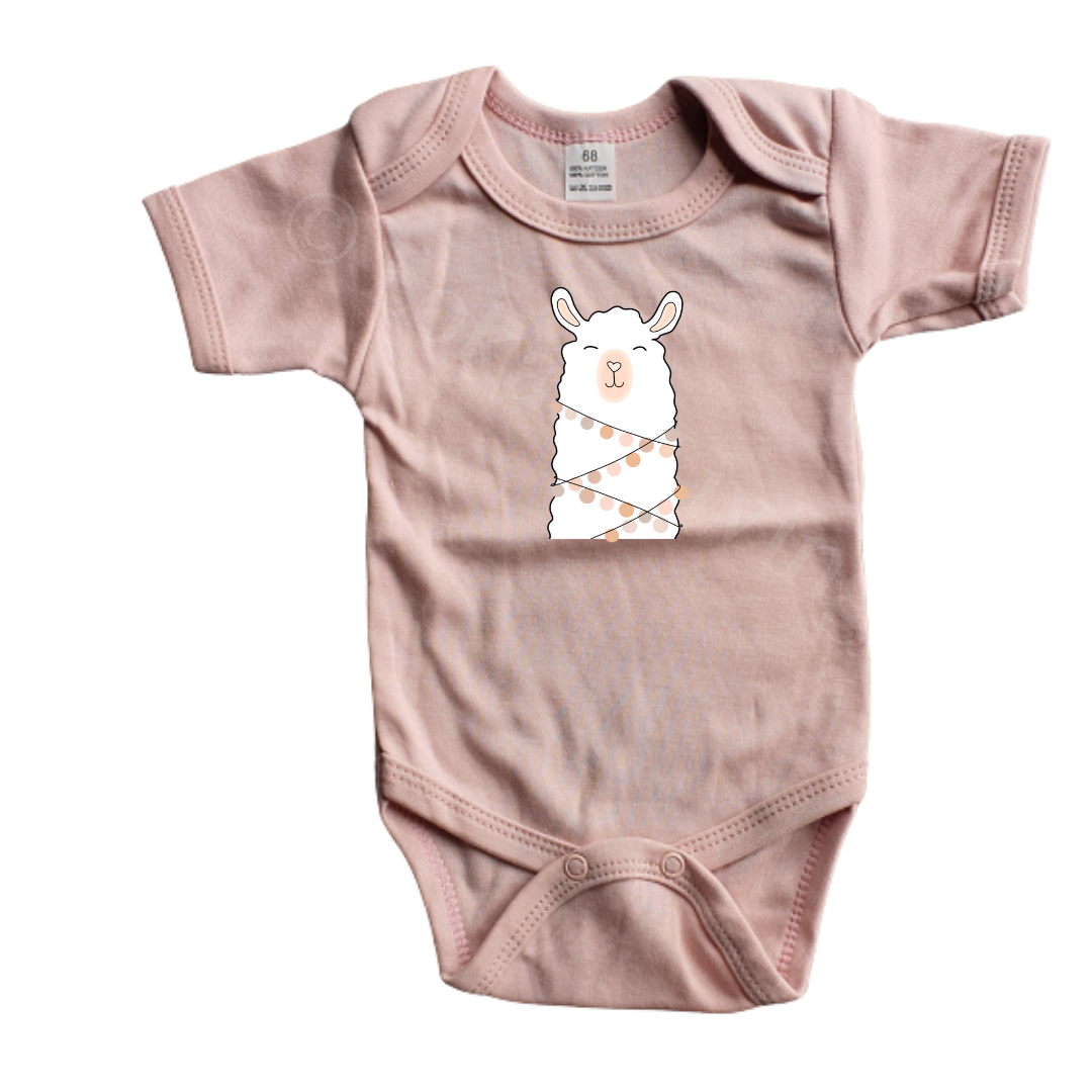 Romper - maat 56-92 - Oud roze- korte mouw - (ontwerp naar keuze)