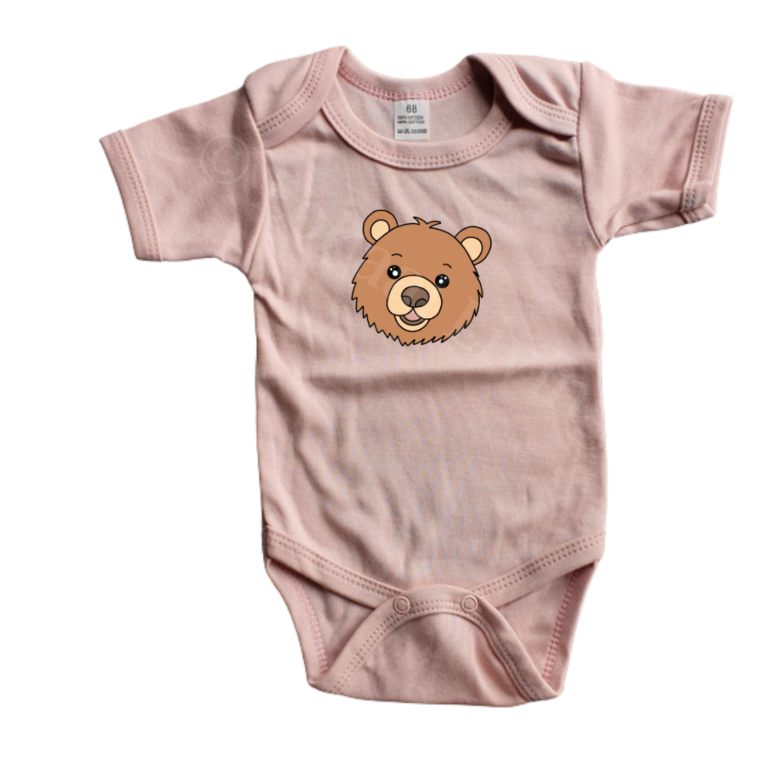 Romper - maat 56-92 - Oud roze- korte mouw - (ontwerp naar keuze)