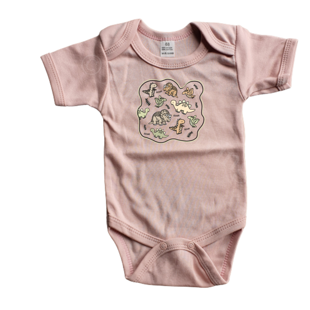 Romper - maat 56-92 - Oud roze- korte mouw - (ontwerp naar keuze)