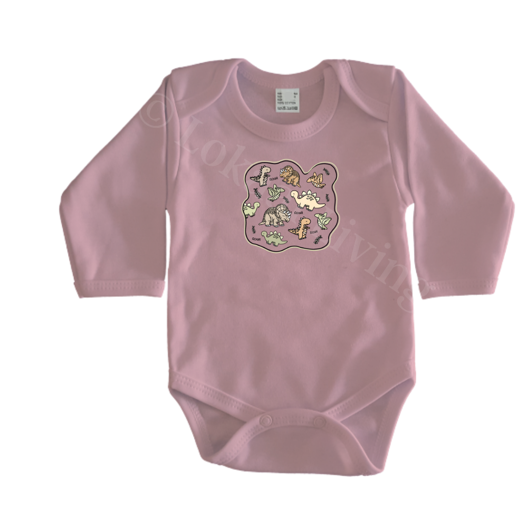 Rompers - maat 56-92 - lichtroze - lange mouw - (ontwerp naar keuze)