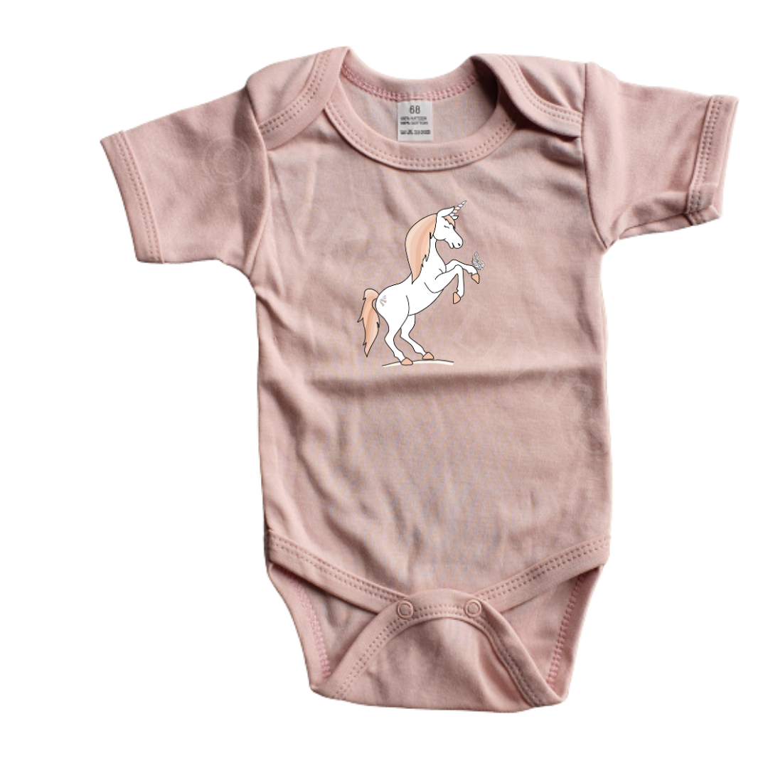 Romper - maat 56-92 - Oud roze- korte mouw - (ontwerp naar keuze)