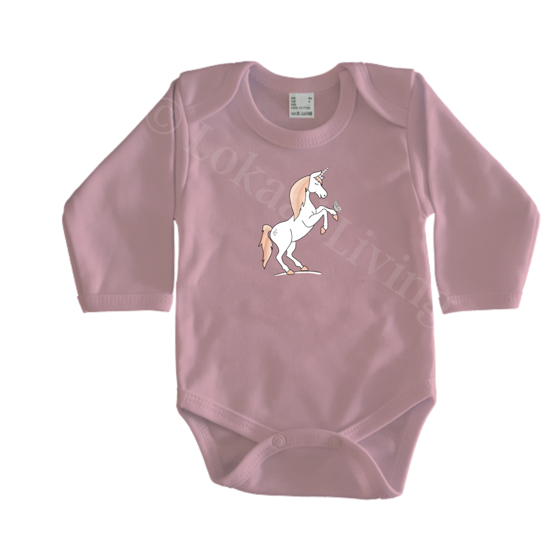 Rompers - maat 56-92 - lichtroze - lange mouw - (ontwerp naar keuze)