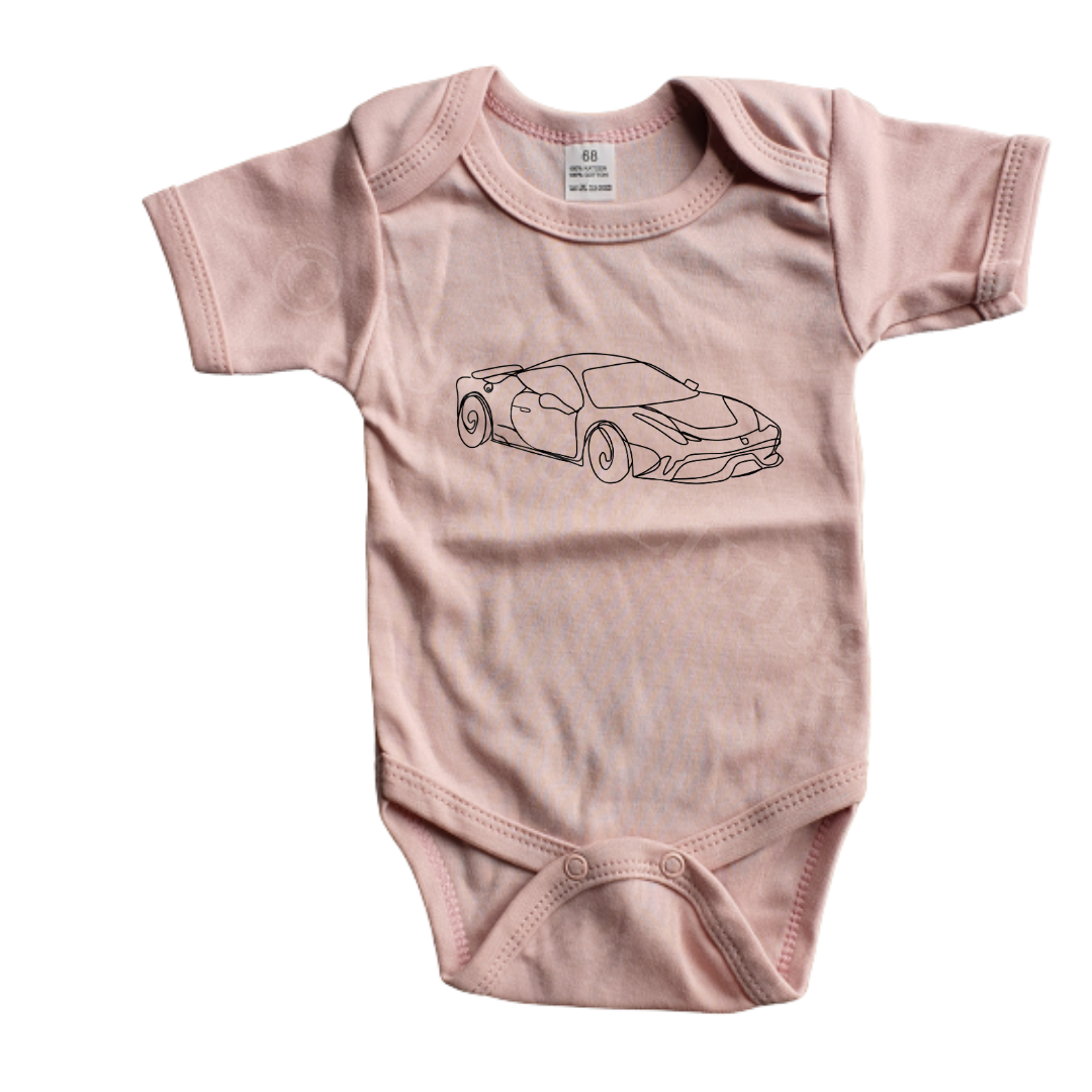 Romper - maat 56-92 - Oud roze- korte mouw - (ontwerp naar keuze)