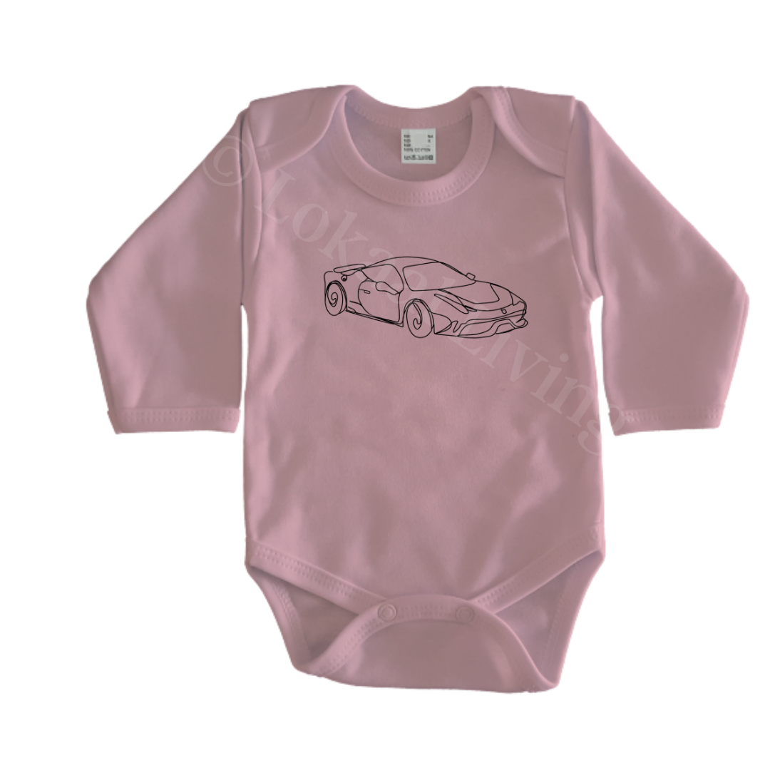 Rompers - maat 56-92 - lichtroze - lange mouw - (ontwerp naar keuze)