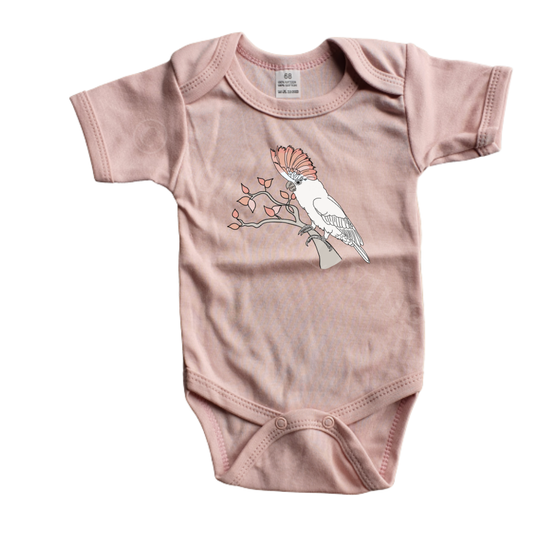 Romper - maat 56-92 - Oud roze- korte mouw - (ontwerp naar keuze)