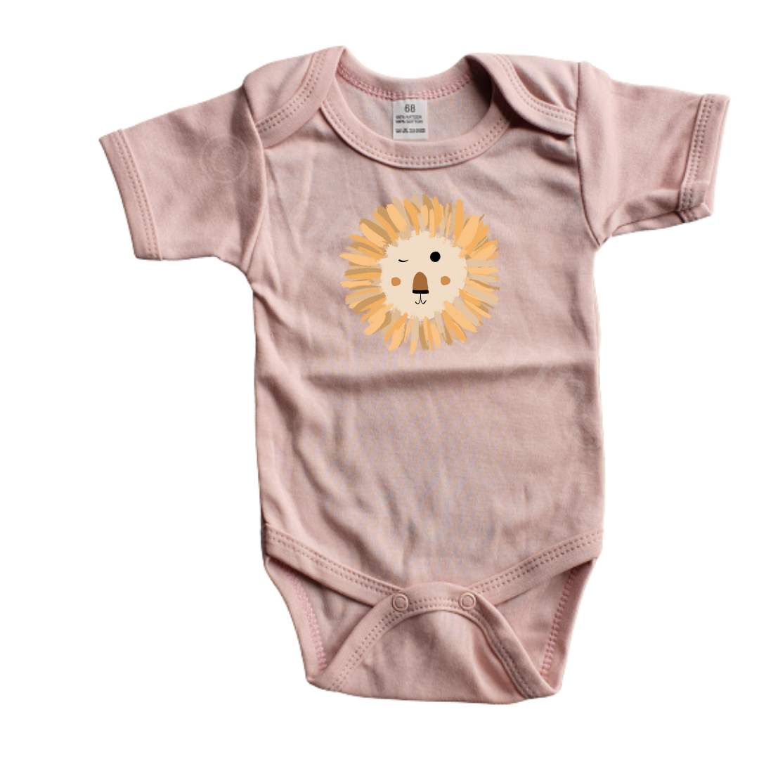 Romper - maat 56-92 - Oud roze- korte mouw - (ontwerp naar keuze)