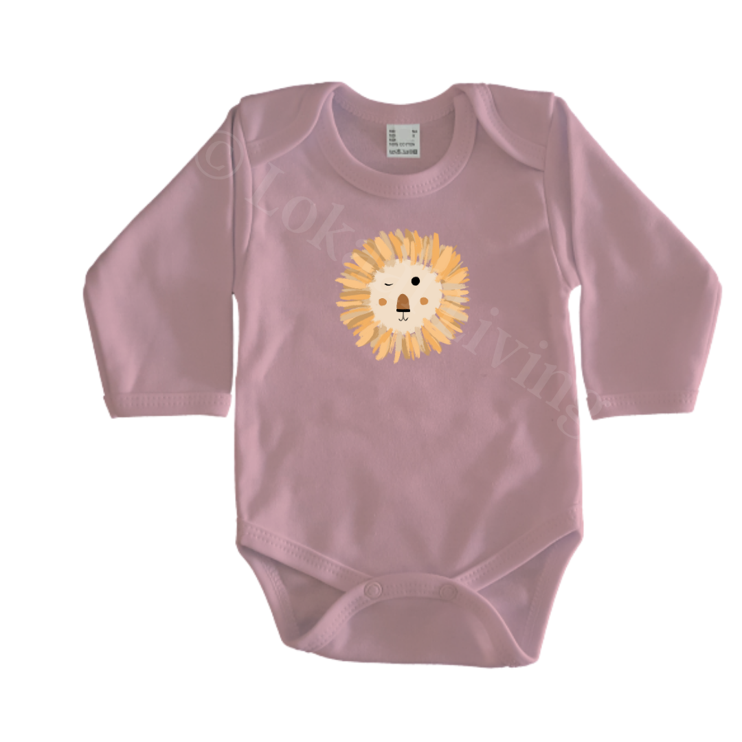 Rompers - maat 56-92 - lichtroze - lange mouw - (ontwerp naar keuze)