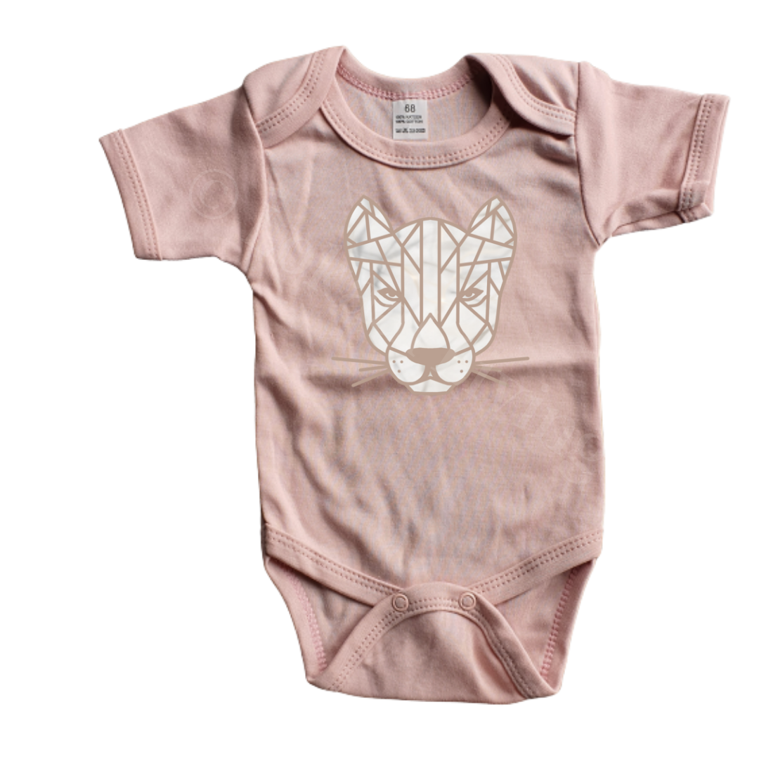 Romper - maat 56-92 - Oud roze- korte mouw - (ontwerp naar keuze)