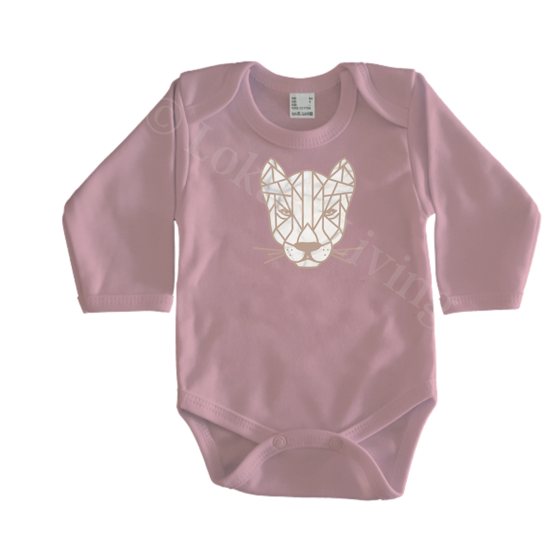 Rompers - maat 56-92 - lichtroze - lange mouw - (ontwerp naar keuze)