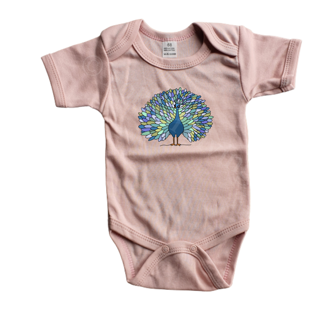 Romper - maat 56-92 - Oud roze- korte mouw - (ontwerp naar keuze)