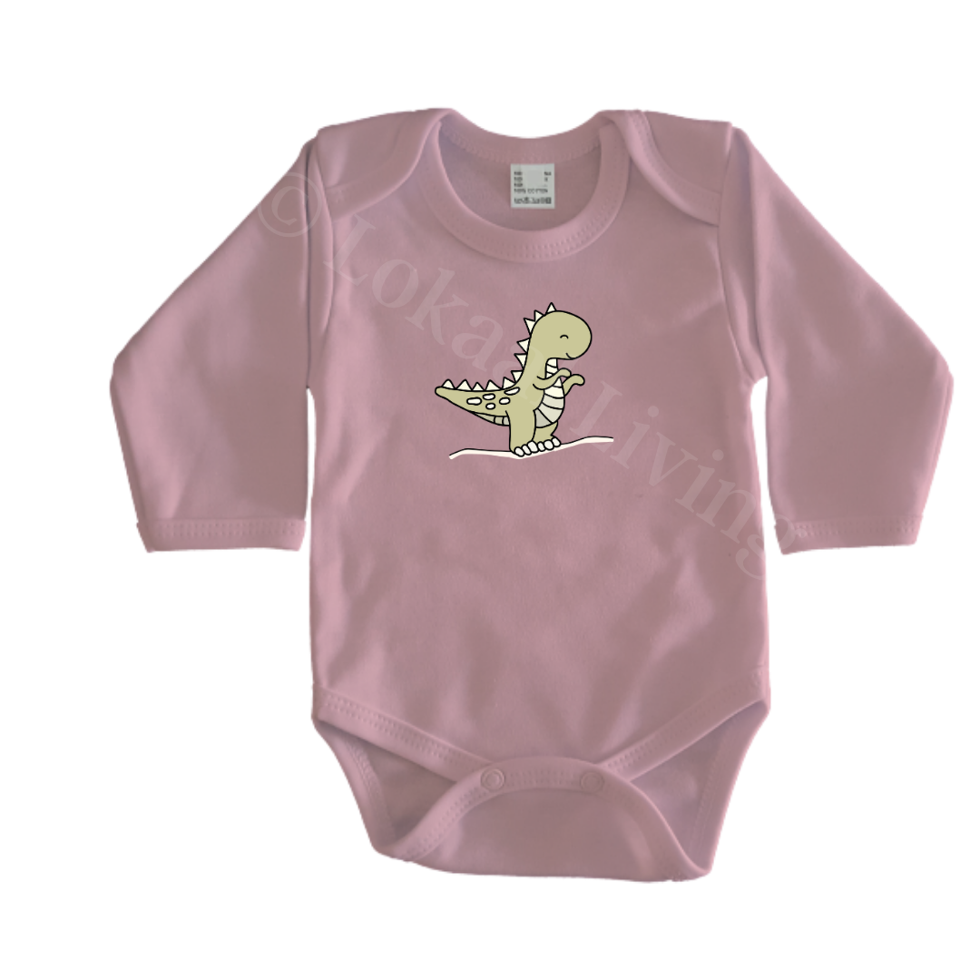 Rompers - maat 56-92 - lichtroze - lange mouw - (ontwerp naar keuze)