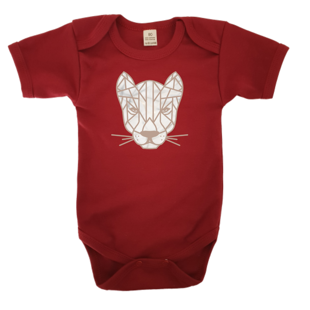 Romper - maat 56-92 - Burgundy - korte mouw - (ontwerp naar keuze)