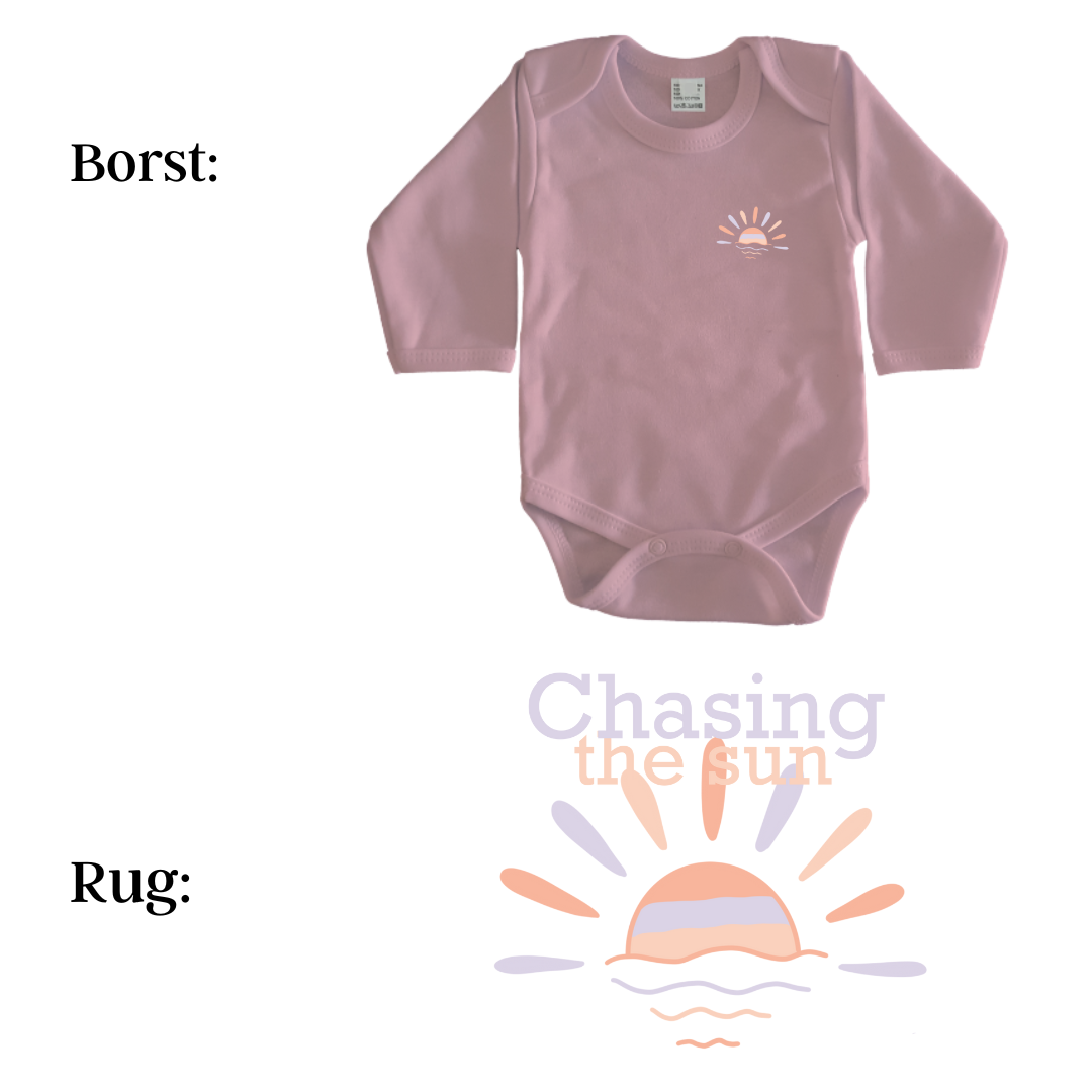 Rompers - maat 56-92 - lichtroze - lange mouw - (ontwerp naar keuze)