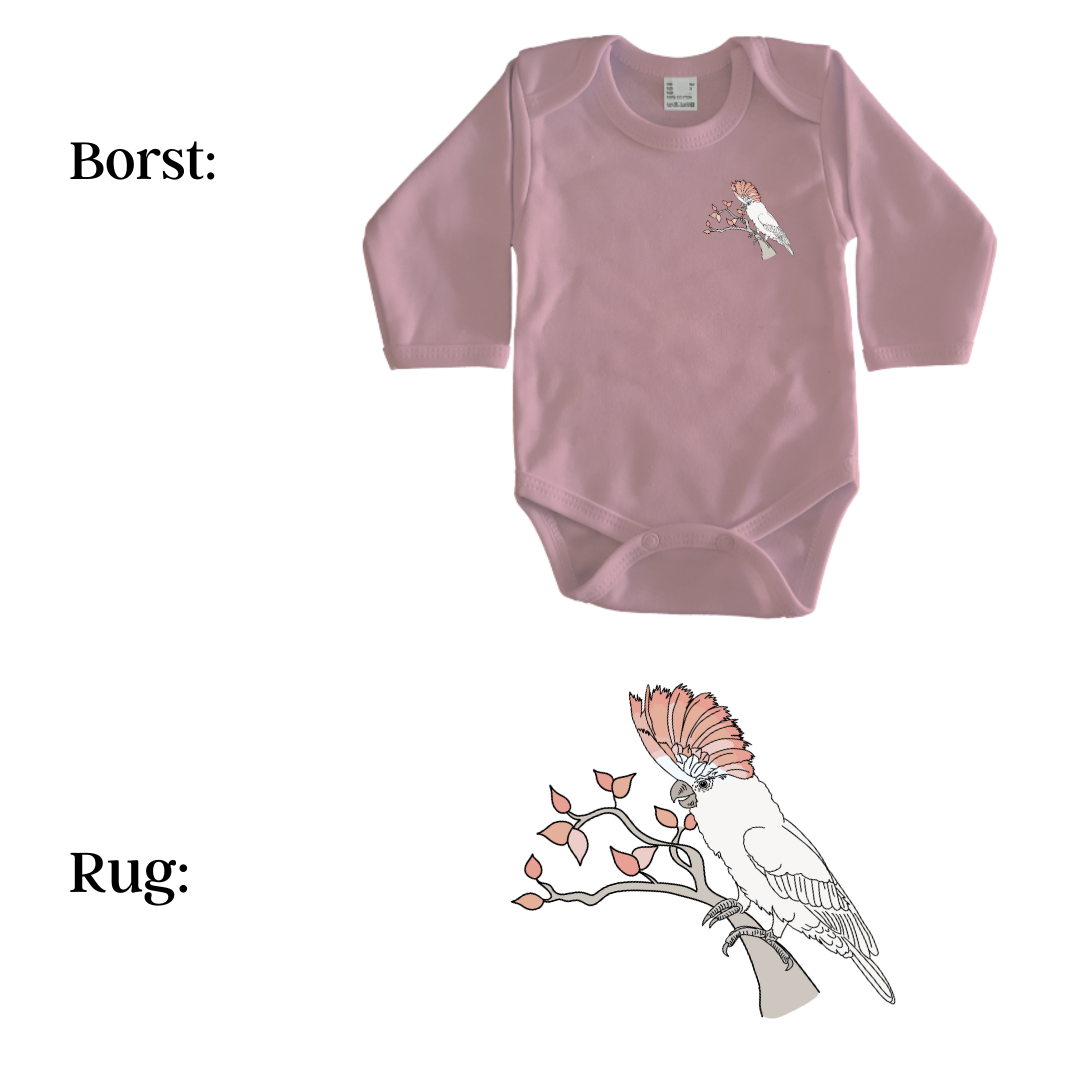 Rompers - maat 56-92 - lichtroze - lange mouw - (ontwerp naar keuze)