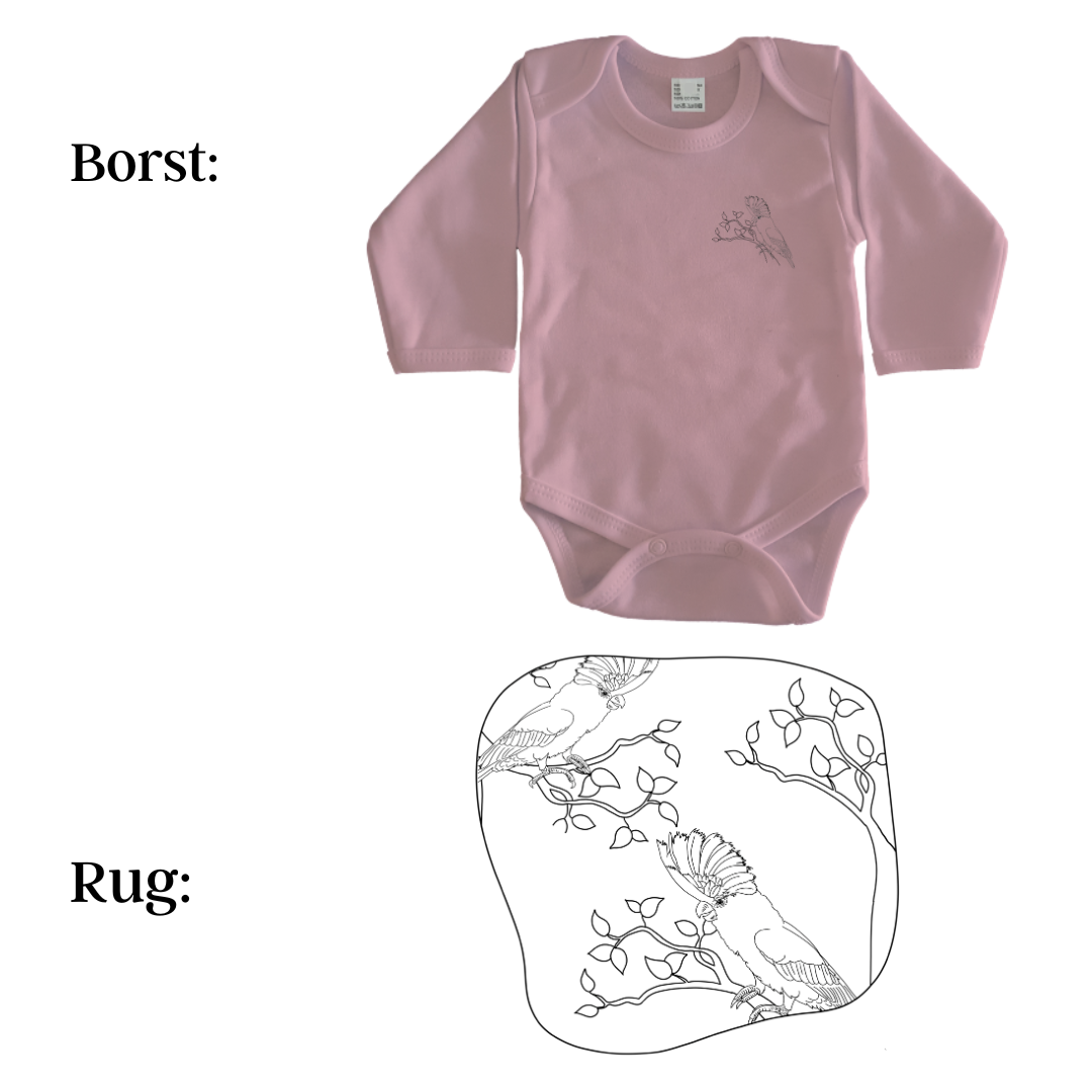 Rompers - maat 56-92 - lichtroze - lange mouw - (ontwerp naar keuze)