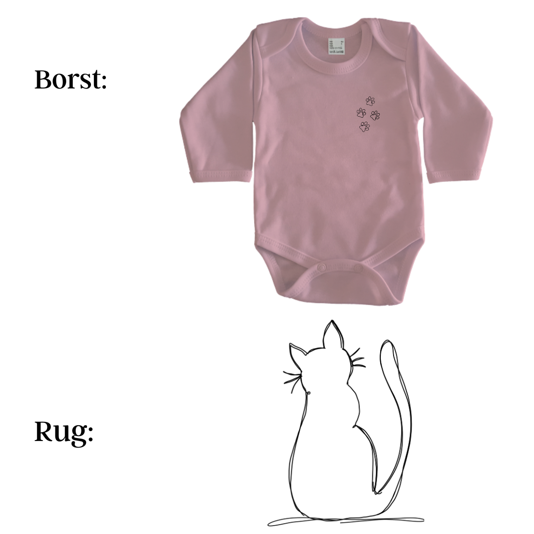 Rompers - maat 56-92 - lichtroze - lange mouw - (ontwerp naar keuze)