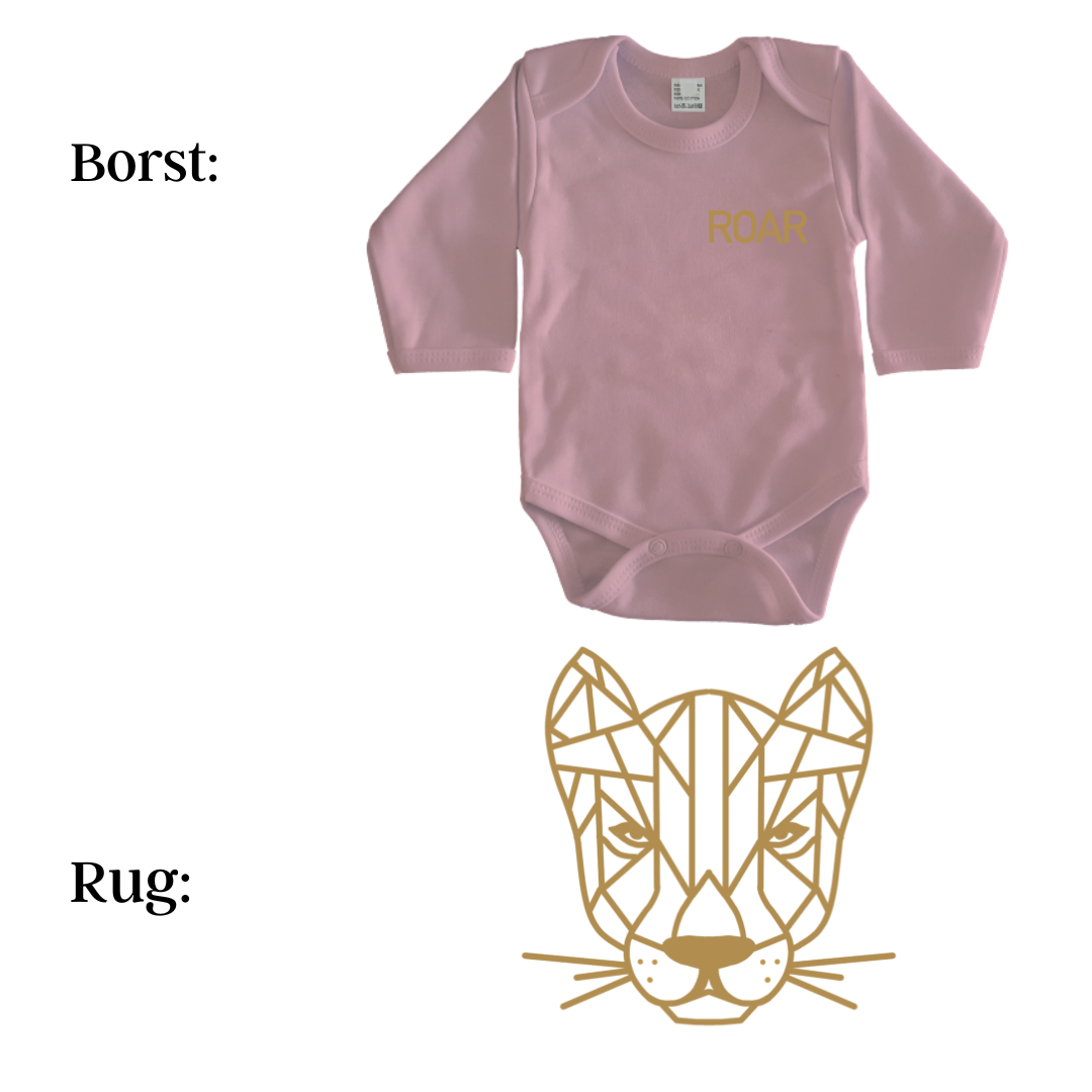 Rompers - maat 56-92 - lichtroze - lange mouw - (ontwerp naar keuze)