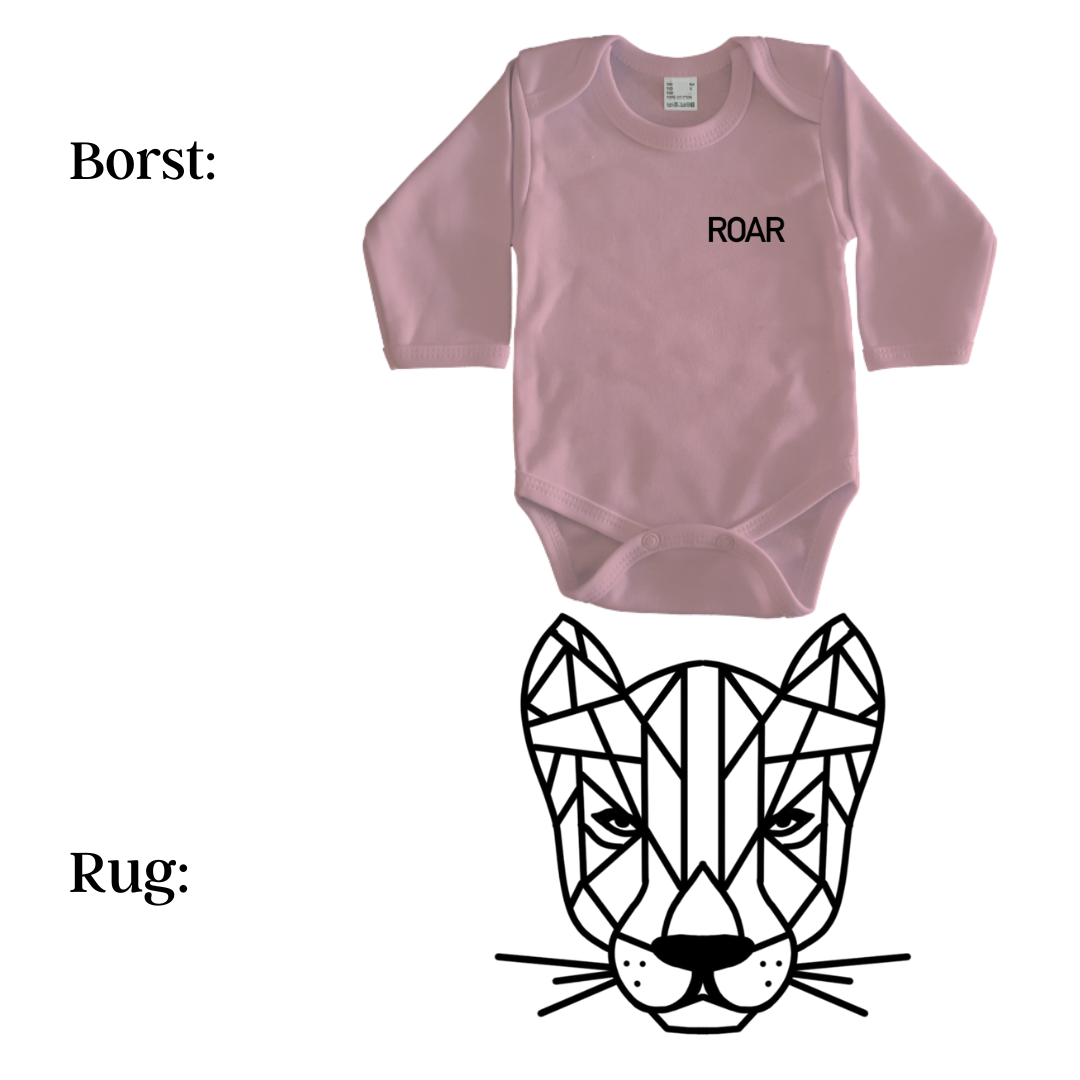 Rompers - maat 56-92 - lichtroze - lange mouw - (ontwerp naar keuze)