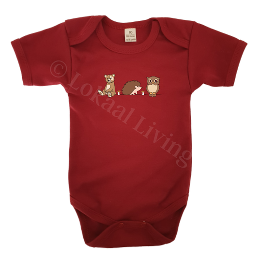 Romper - maat 56-92 - Burgundy - korte mouw - (ontwerp naar keuze)