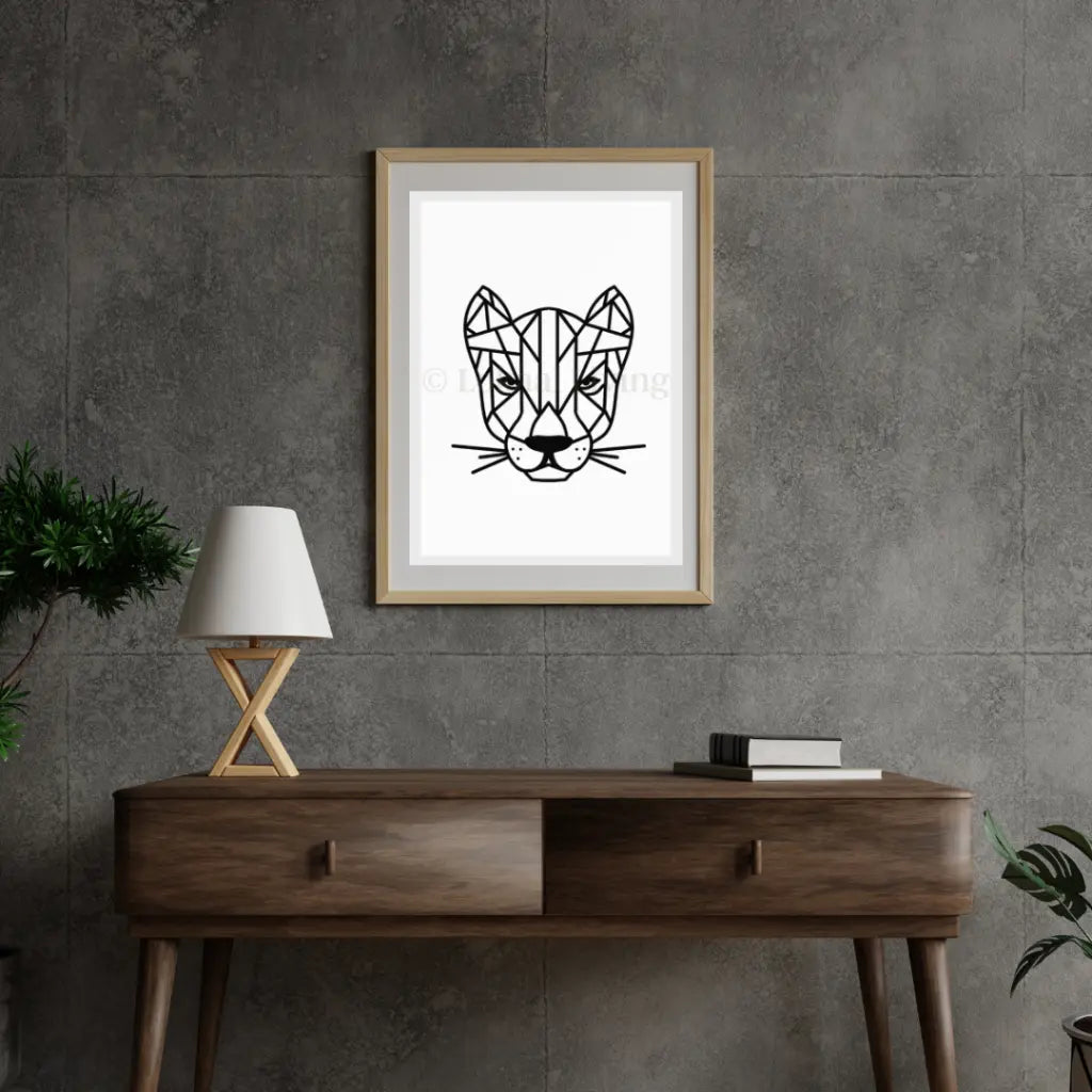 Poster geometrische Panter zwart/wit