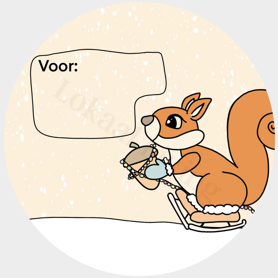 Stickerset Eekhoorn (met ruimte voor naam)