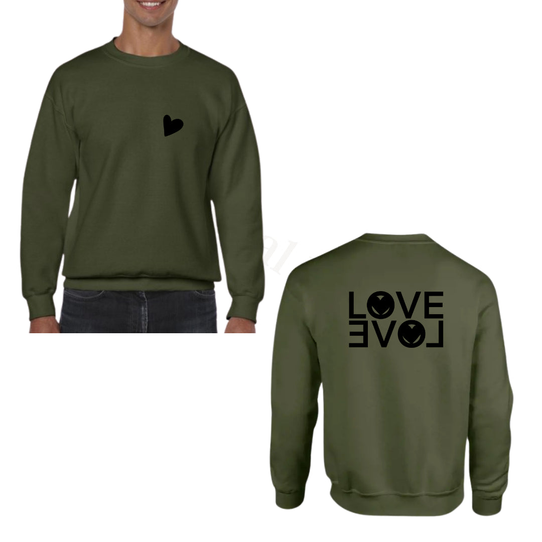 Sweater - Army groen - volwassenen - (ontwerp naar keuze)