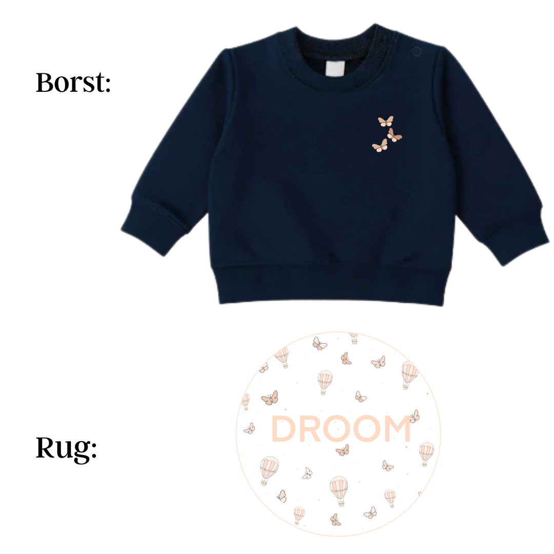 Sweaters - maat 56-104 - Navy - (ontwerp naar keuze)