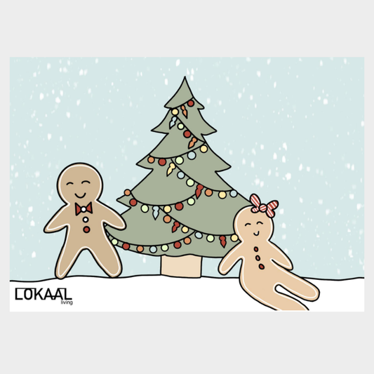 Wenskaart Peperkoekmannetjes (kerstkaart)