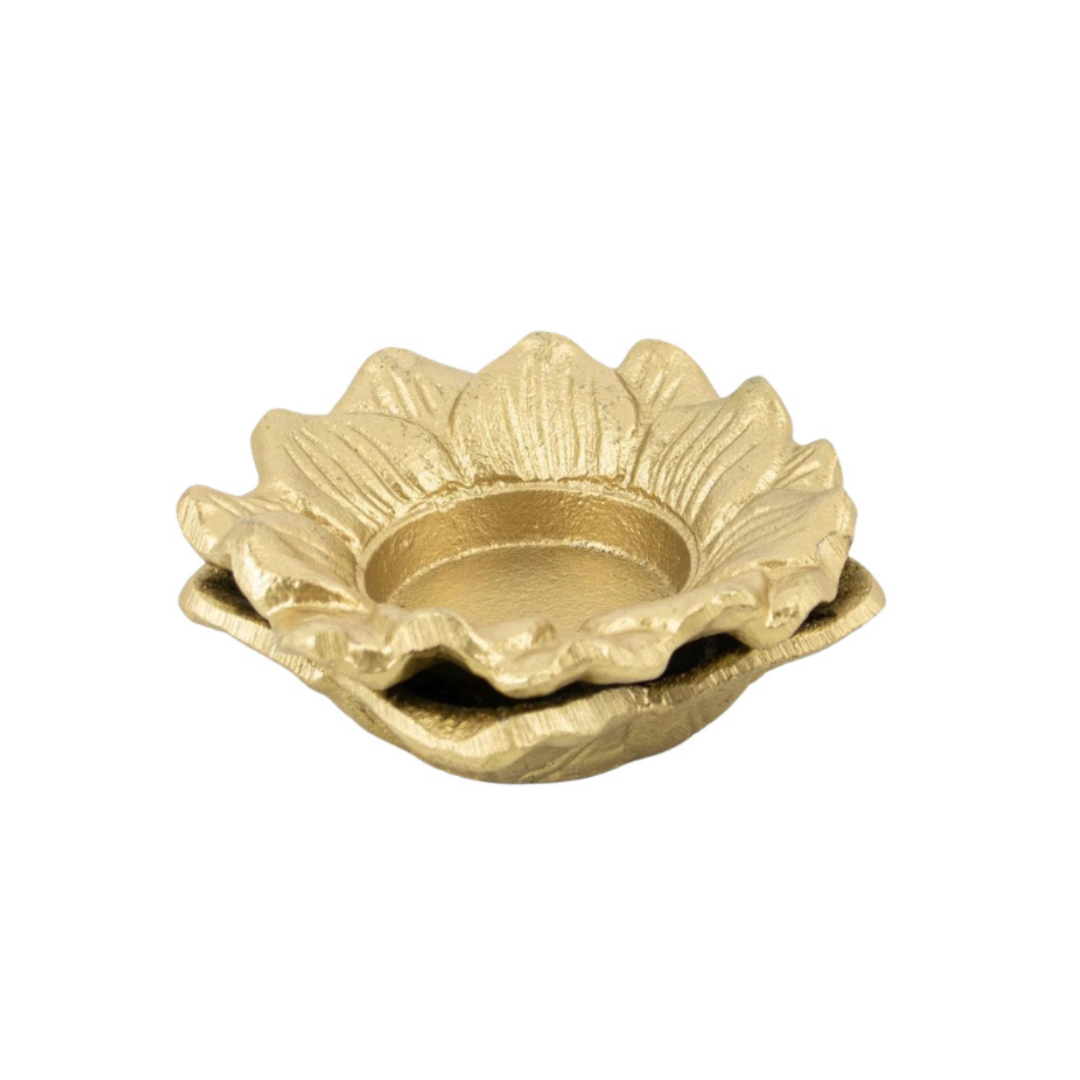 Waxinehouder Yara - Bloem Vormig Aluminium Zwart & Goud