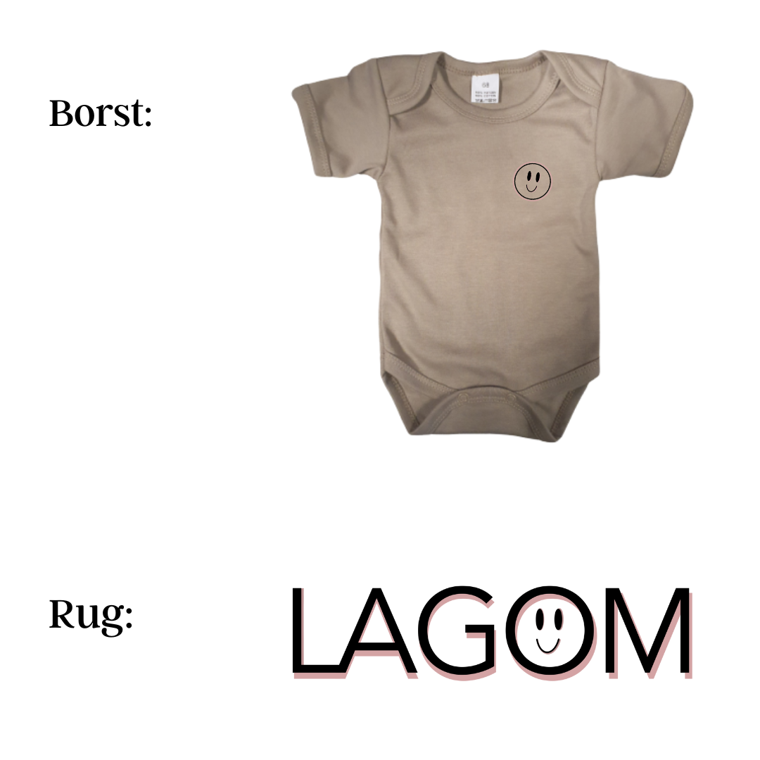 Romper - maat 56-92 - Zand - korte mouw - (ontwerp naar keuze)