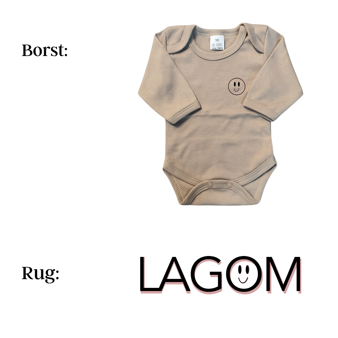 Rompers - maat 56-92 - zand - lange mouw - (ontwerp naar keuze)